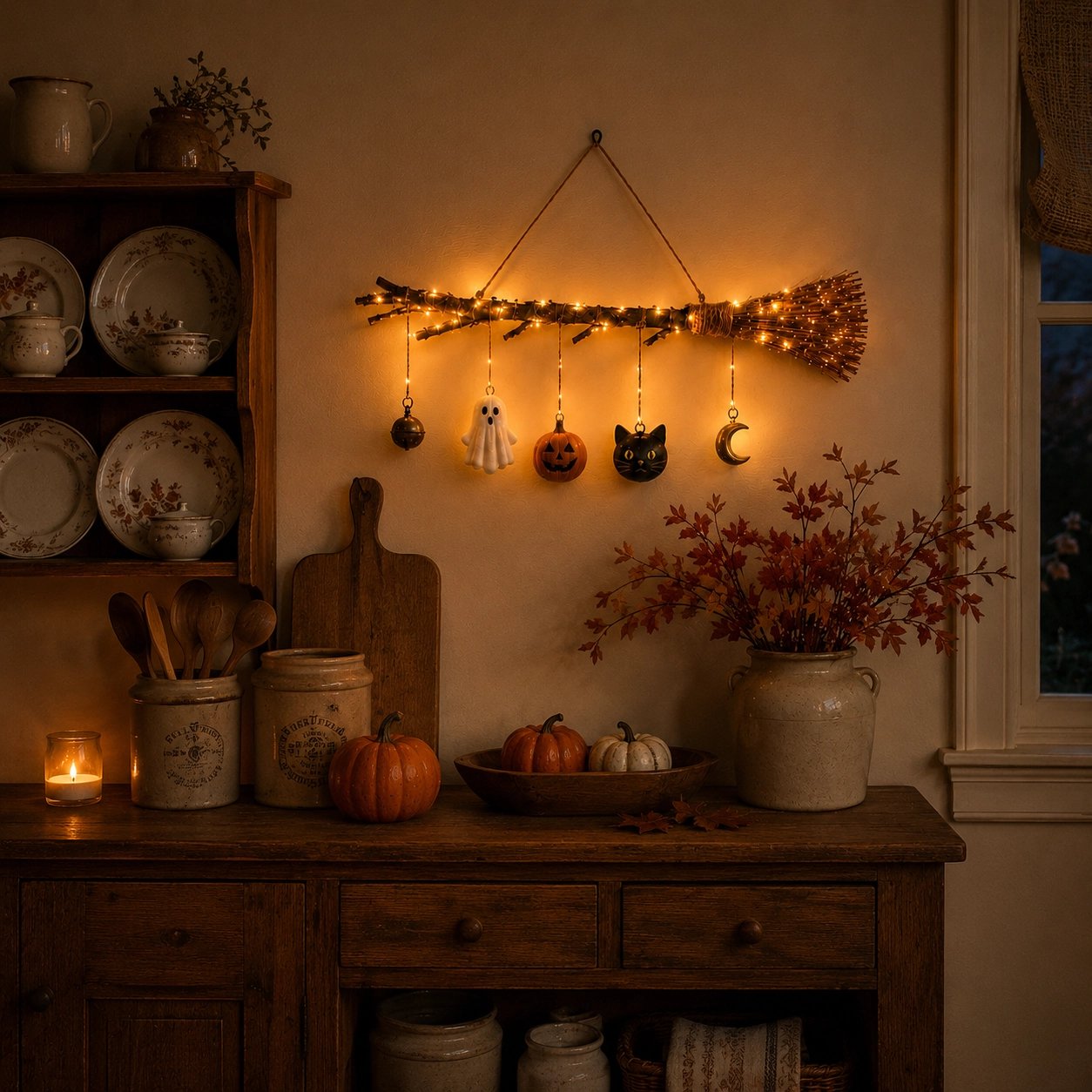 ๐ฅ Limited-Time 50% OFF + Free Shipping ๐ Lighted Fall Broom Wall Hanging โ Cozy Halloween & Autumn Decor