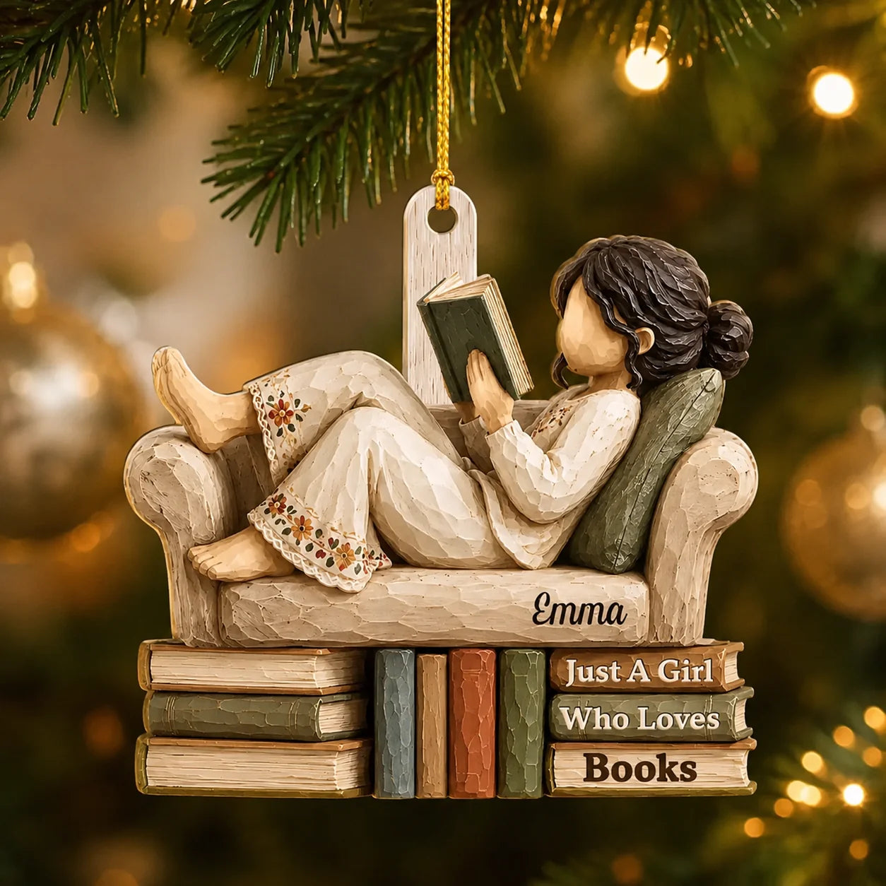 Custom Acrylic Reading Ornament - Personalized Christmas Gifts For Book Lovers - Booked For The Holidays
